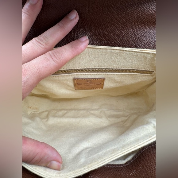 ETRO Milano Paisley Hand Bag PVC Leather Brown Auth# 0729889 - Picture 10 of 15